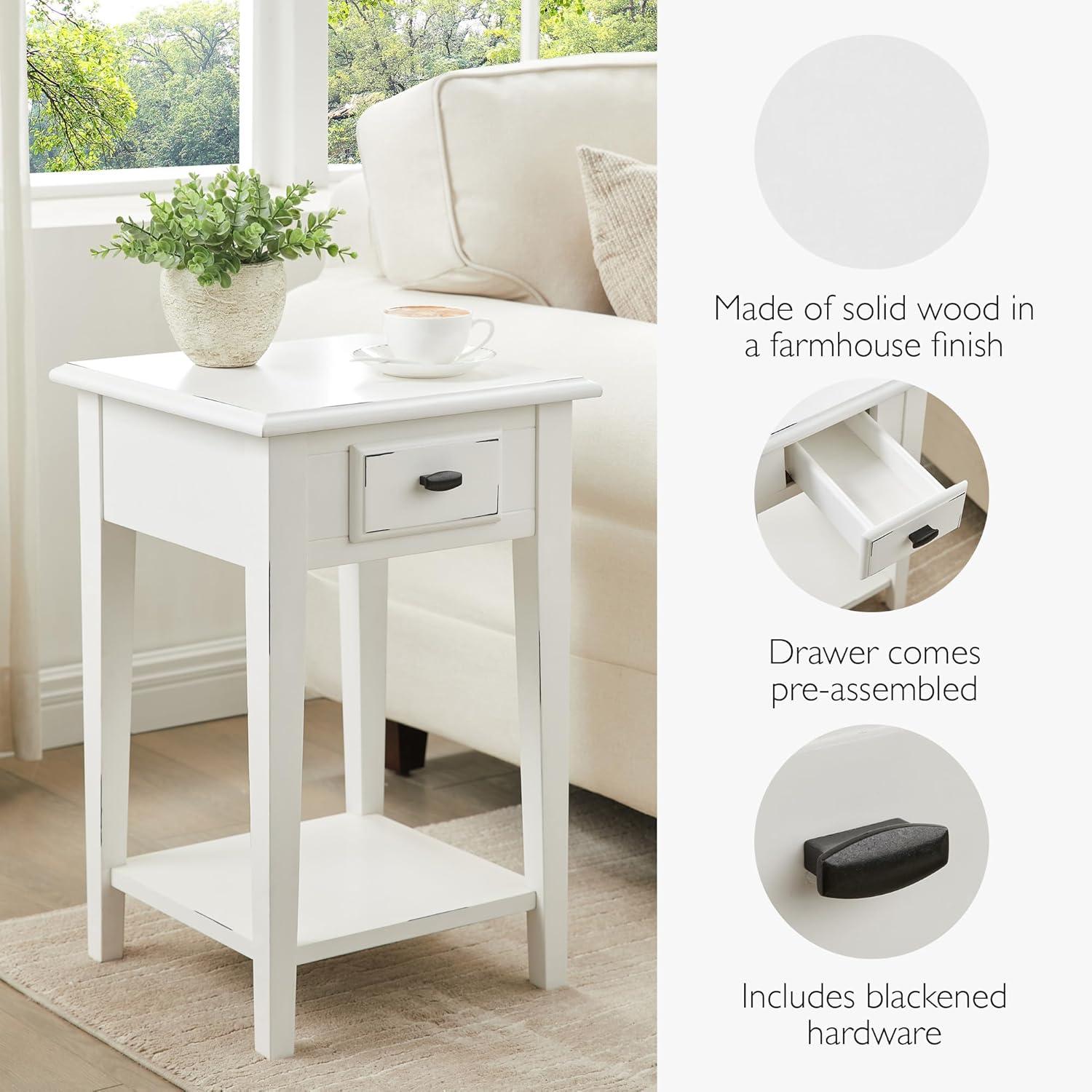 image:imageLeick Home 10032RS Mission Cabinet End Table Made with Solid Wood Side Table for Living Room Bedroom and Printer Stand Russet FinishFarmhouse White
