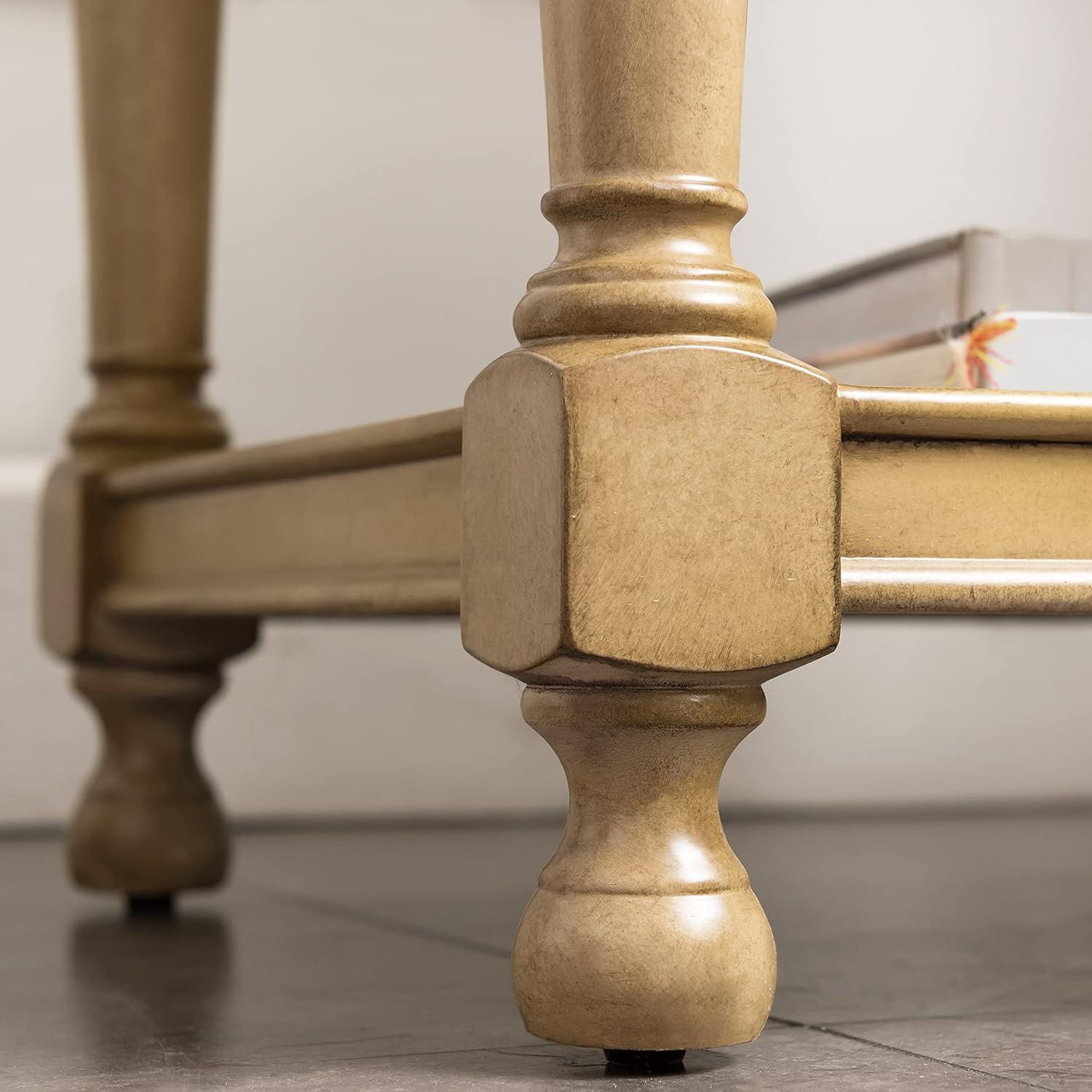image:imageLeick Home 10082WA Two Drawer Mirrored Diamond Filigree X Base Nightstand Side Table WalnutDesert Sand