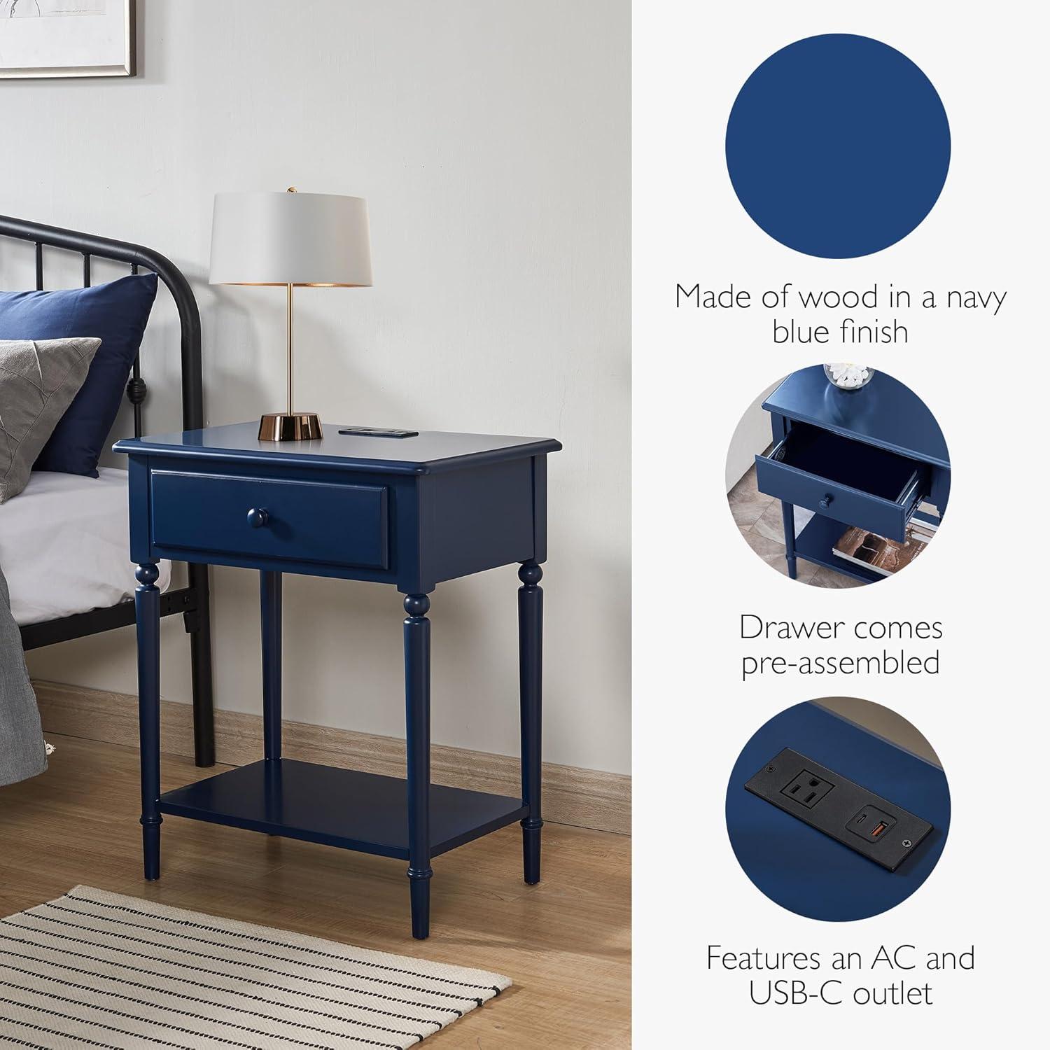 image:imageLeick Home 10082WA Two Drawer Mirrored Diamond Filigree X Base Nightstand Side Table WalnutNavy