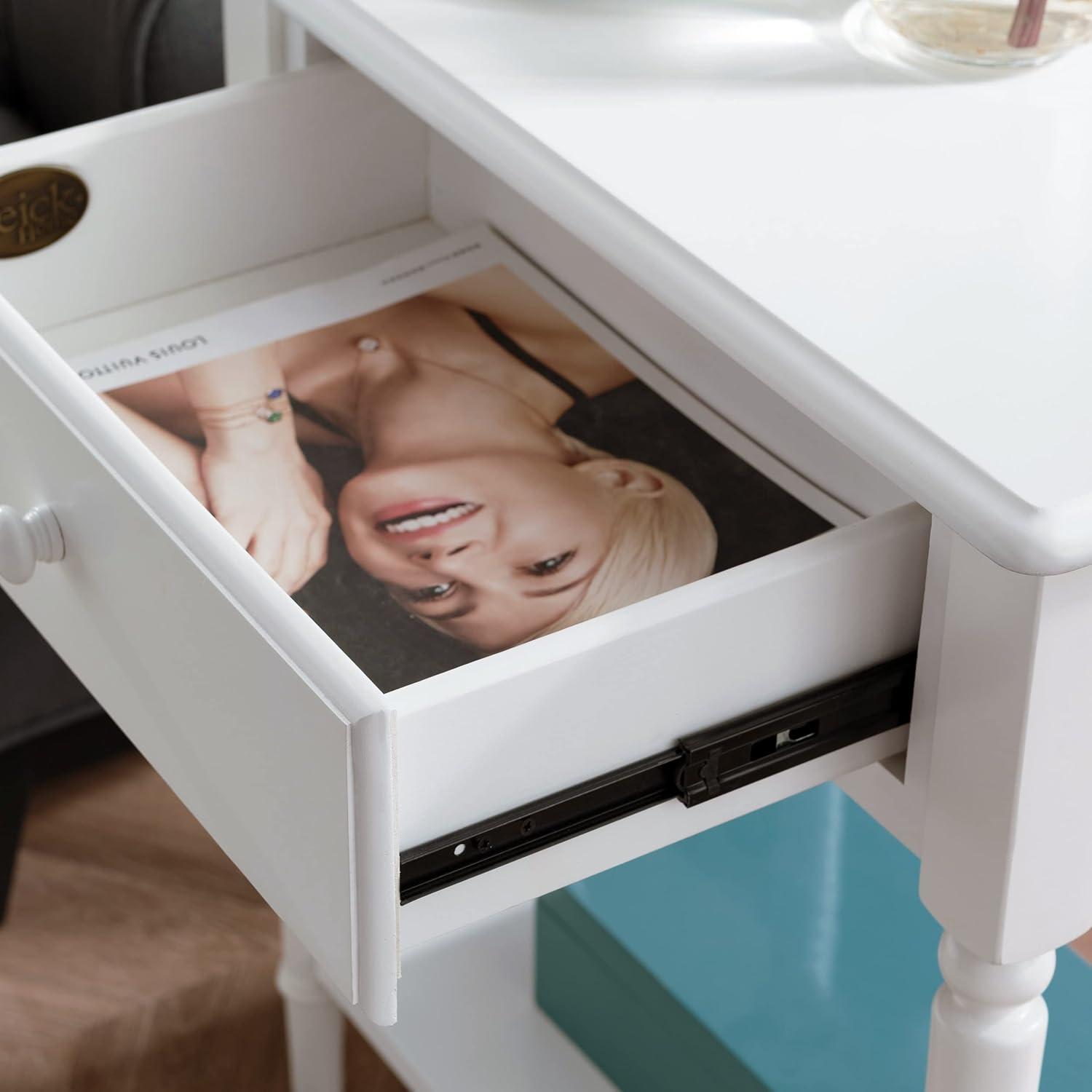 image:imageLeick Home 10082WA Two Drawer Mirrored Diamond Filigree X Base Nightstand Side Table WalnutOrchid White