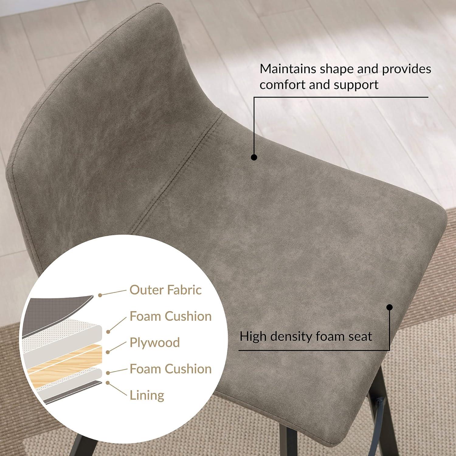 image:imageLeick Home 10087BBHG Upholstered Back Bar Height Stool with Wood Base Set of 2 for Elevated Kitchen Counters High Top Tables and Bars Blackbean and Heather GrayDapple Gray
