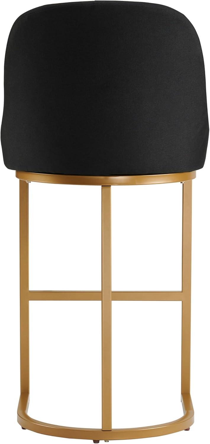 image:imageLeick Home 10087BBHG Upholstered Back Bar Height Stool with Wood Base Set of 2 for Elevated Kitchen Counters High Top Tables and Bars Blackbean and Heather GrayBlack