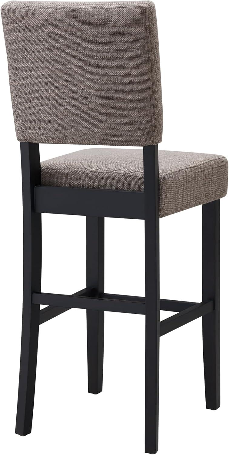 image:imageLeick Home 10087BBHG Upholstered Back Bar Height Stool with Wood Base Set of 2 for Elevated Kitchen Counters High Top Tables and Bars Blackbean and Heather GrayGray Linen Black