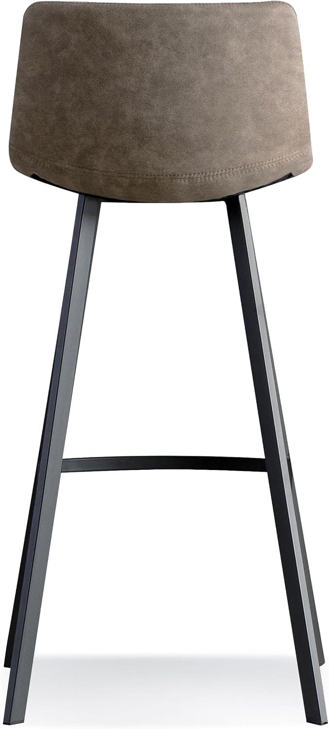 image:imageLeick Home 10087BBHG Upholstered Back Bar Height Stool with Wood Base Set of 2 for Elevated Kitchen Counters High Top Tables and Bars Blackbean and Heather GrayDapple Gray