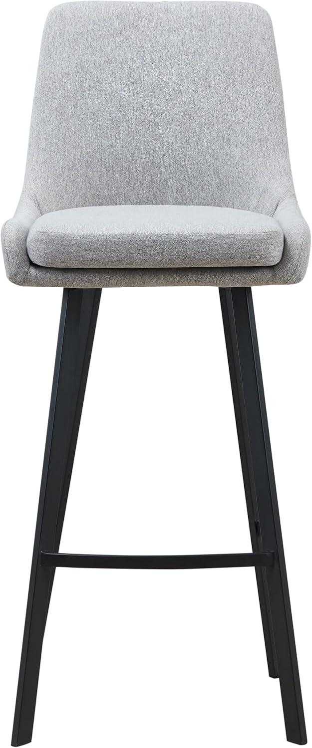 image:imageLeick Home 10087BBHG Upholstered Back Bar Height Stool with Wood Base Set of 2 for Elevated Kitchen Counters High Top Tables and Bars Blackbean and Heather GrayGray Linen Matte Black