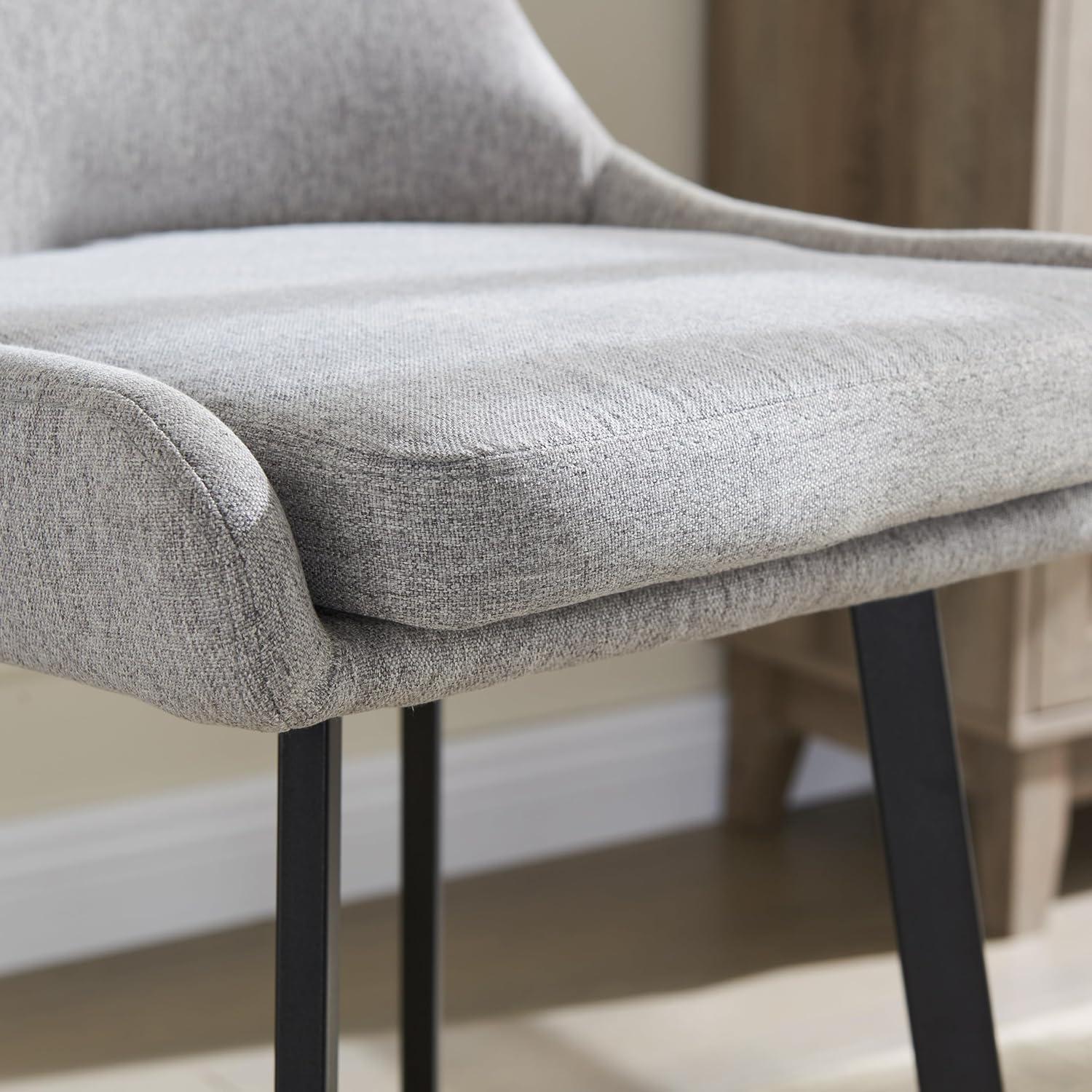 image:imageLeick Home 10087BBHG Upholstered Back Bar Height Stool with Wood Base Set of 2 for Elevated Kitchen Counters High Top Tables and Bars Blackbean and Heather GrayGray Linen Matte Black