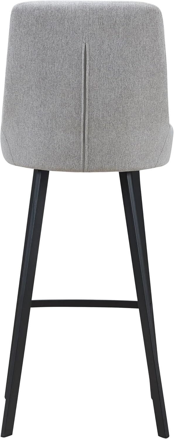 image:imageLeick Home 10087BBHG Upholstered Back Bar Height Stool with Wood Base Set of 2 for Elevated Kitchen Counters High Top Tables and Bars Blackbean and Heather GrayGray Linen Matte Black