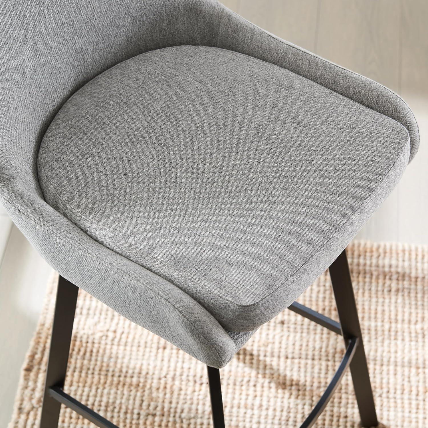 image:imageLeick Home 10087BBHG Upholstered Back Bar Height Stool with Wood Base Set of 2 for Elevated Kitchen Counters High Top Tables and Bars Blackbean and Heather GrayGray Linen Matte Black