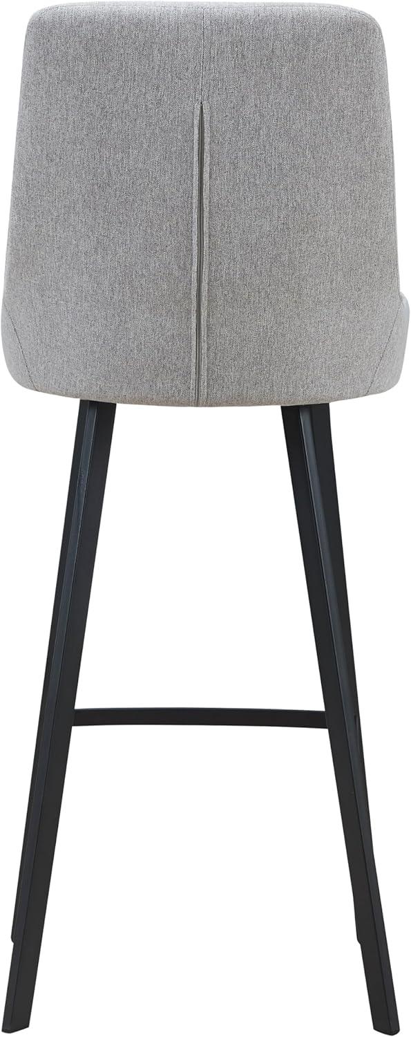 image:imageLeick Home 10087BBHG Upholstered Back Bar Height Stool with Wood Base Set of 2 for Elevated Kitchen Counters High Top Tables and Bars Blackbean and Heather GrayGray Linen Matte Black