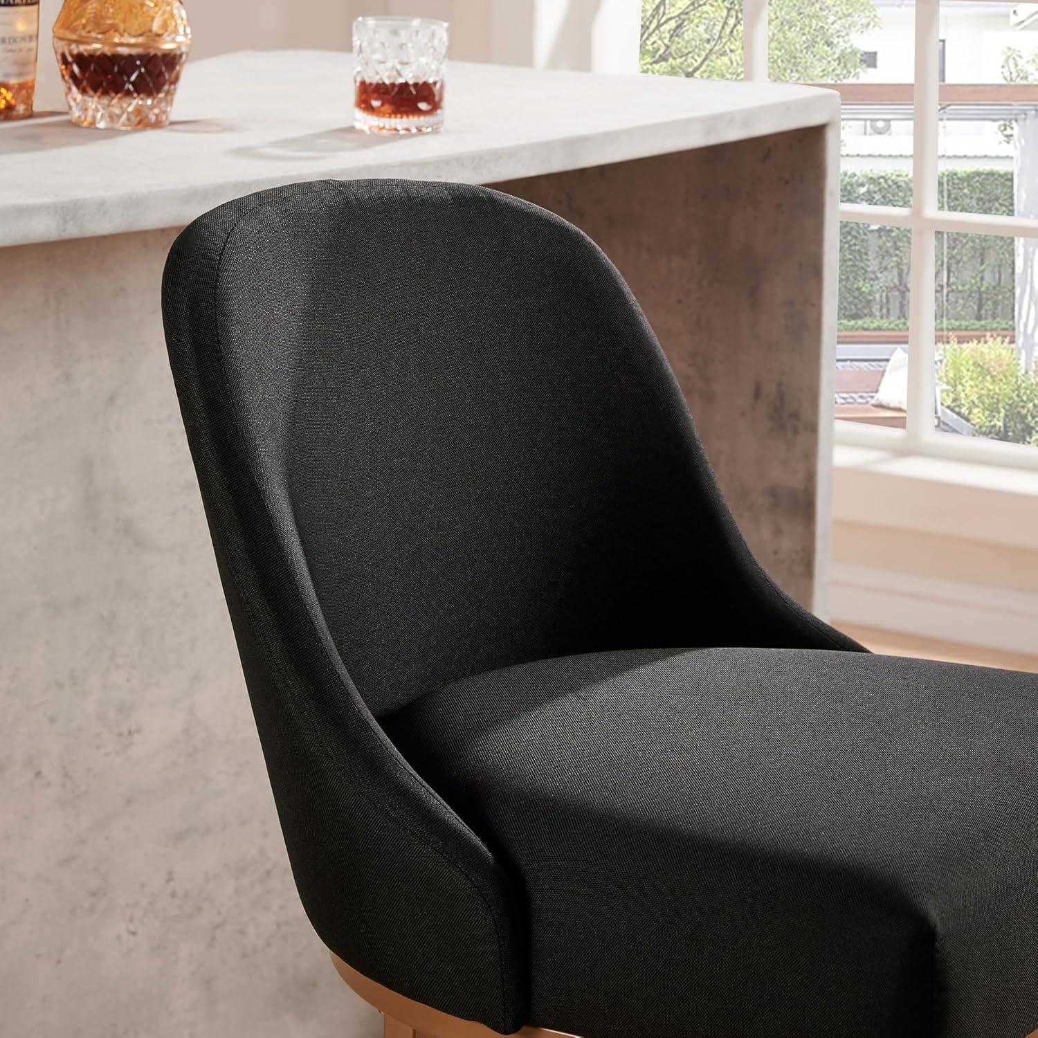 image:imageLeick Home 10087BBHG Upholstered Back Bar Height Stool with Wood Base Set of 2 for Elevated Kitchen Counters High Top Tables and Bars Blackbean and Heather GrayBlack