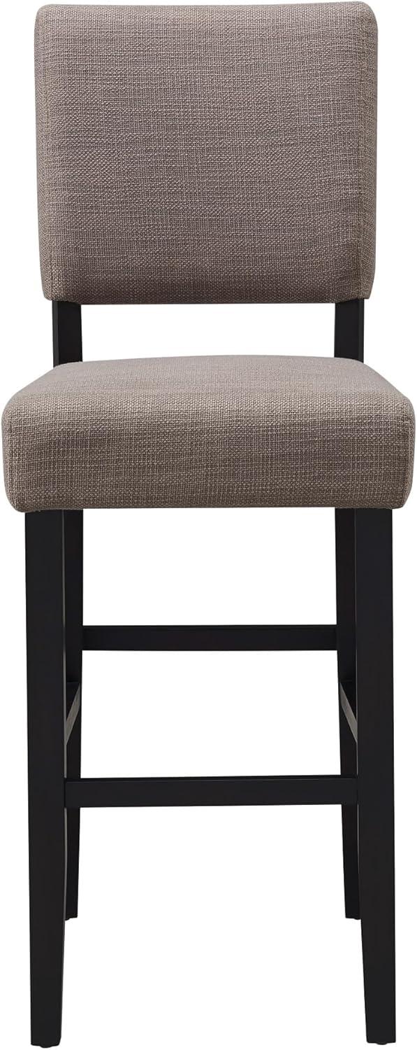 image:imageLeick Home 10087BBHG Upholstered Back Bar Height Stool with Wood Base Set of 2 for Elevated Kitchen Counters High Top Tables and Bars Blackbean and Heather GrayGray Linen Black