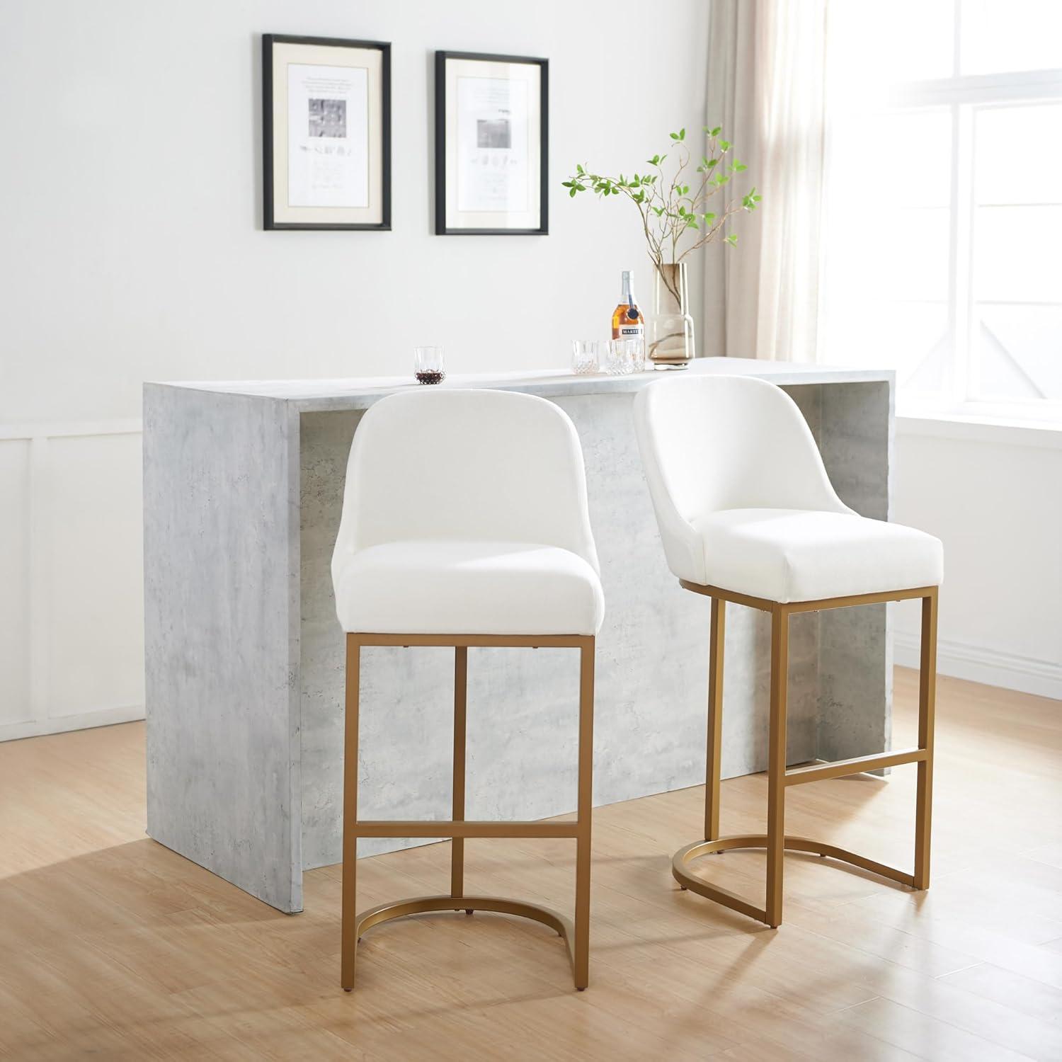 image:imageLeick Home 10087BBHG Upholstered Back Bar Height Stool with Wood Base Set of 2 for Elevated Kitchen Counters High Top Tables and Bars Blackbean and Heather GrayWhite