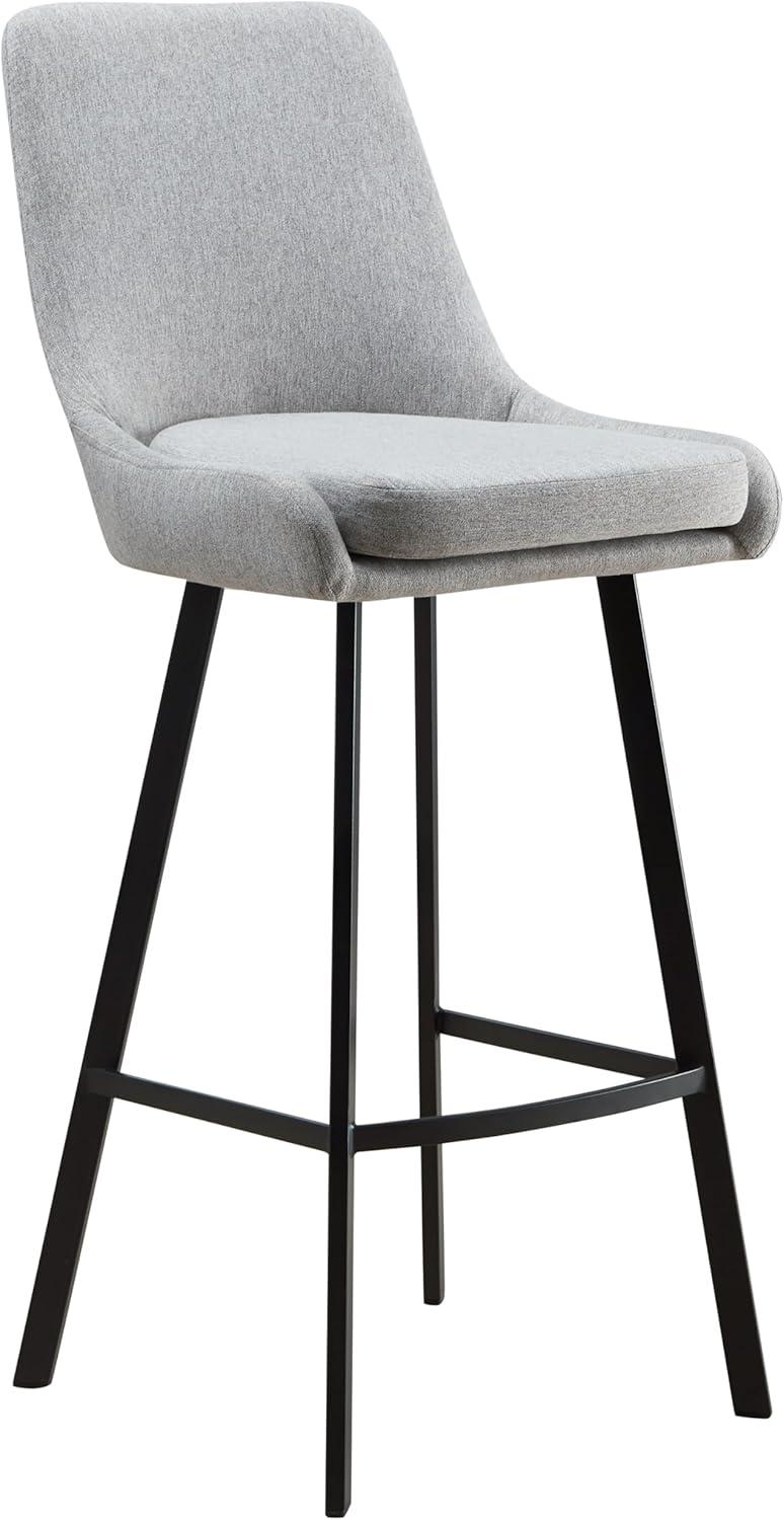 image:imageLeick Home 10087BBHG Upholstered Back Bar Height Stool with Wood Base Set of 2 for Elevated Kitchen Counters High Top Tables and Bars Blackbean and Heather GrayGray Linen Matte Black