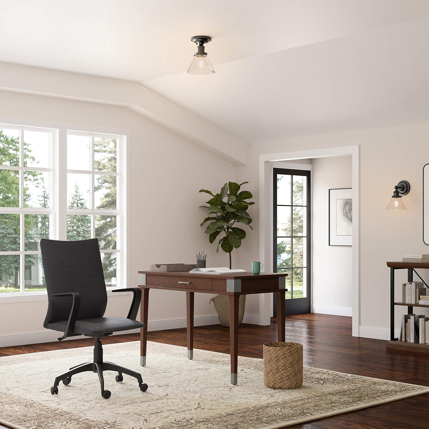 image:imageLeick Home 10115BL Apostrophe Office Desk Chair with Black Caster Base Black LinenBlack Linen