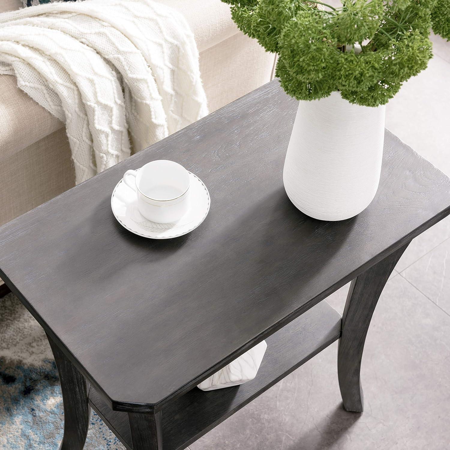 image:imageLeick Home 10305RG Rustic Wire Brushed Driftwood Narrow Side Table with Shelf Rustic GrayRustic Gray