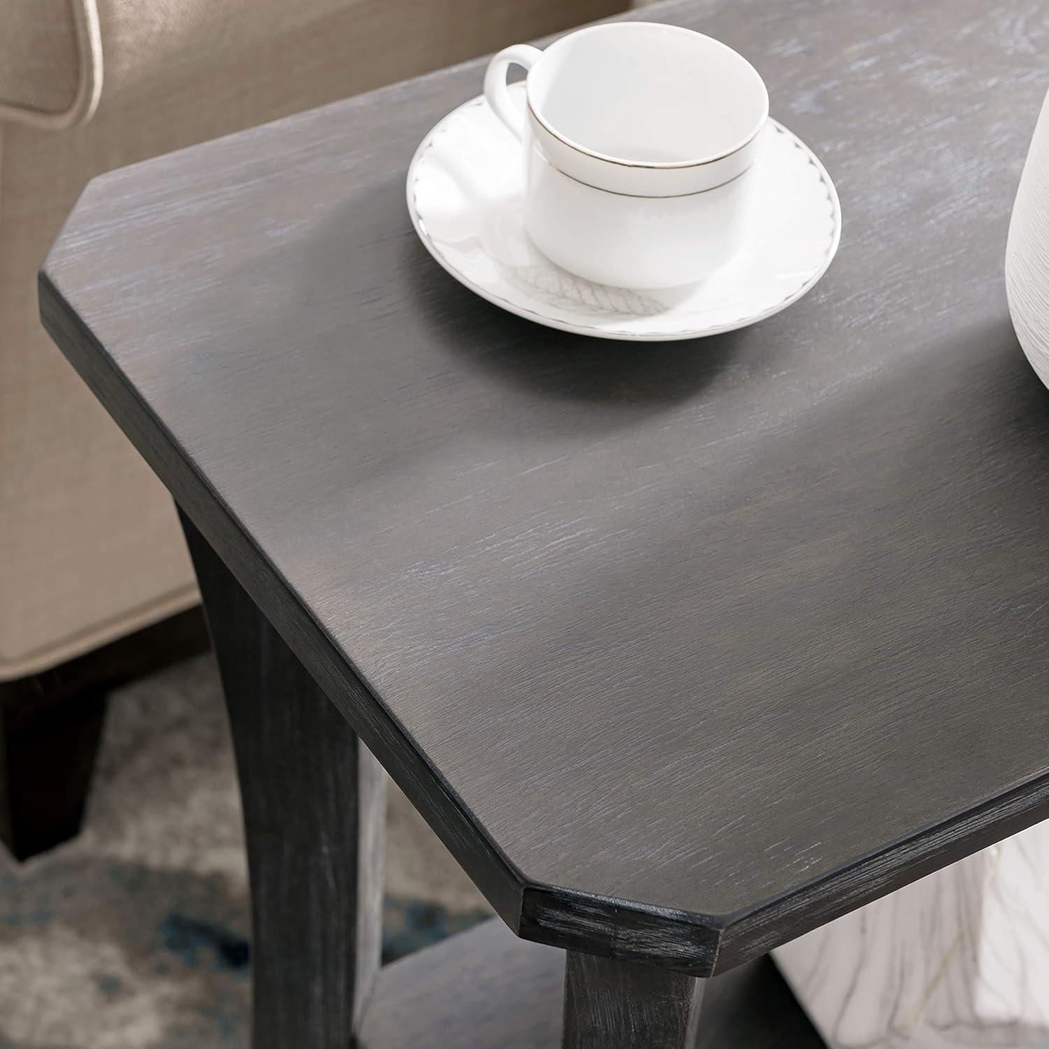 image:imageLeick Home 10305RG Rustic Wire Brushed Driftwood Narrow Side Table with Shelf Rustic GrayRustic Gray