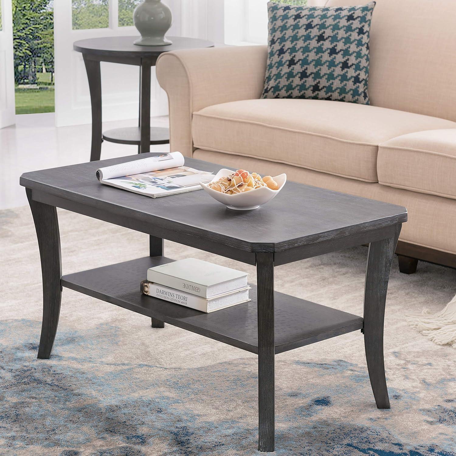 image:imageLeick Home 10305RG Rustic Wire Brushed Driftwood Narrow Side Table with Shelf Rustic GrayRustic Wire Brushed Driftwood