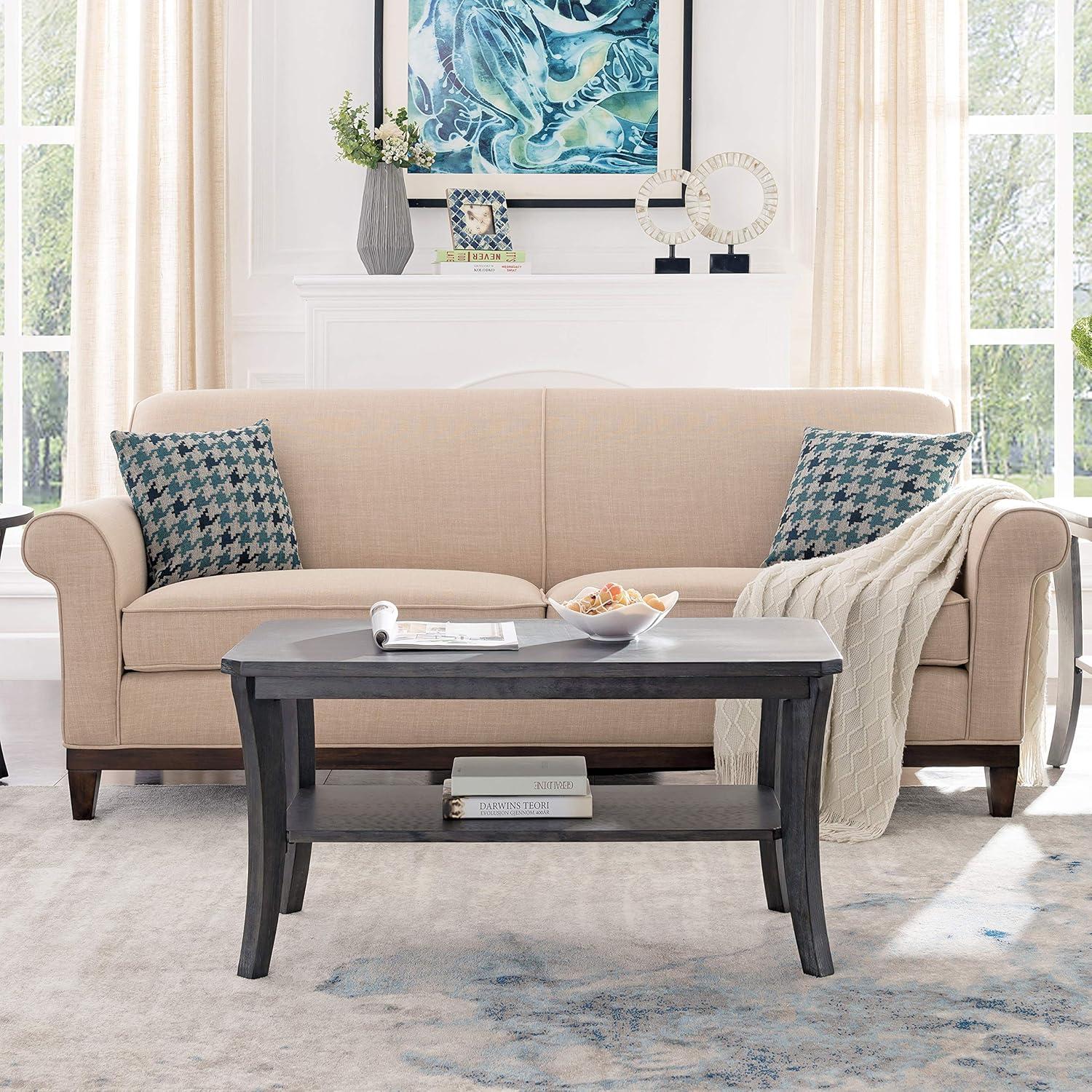 image:imageLeick Home 10305RG Rustic Wire Brushed Driftwood Narrow Side Table with Shelf Rustic GrayRustic Wire Brushed Driftwood