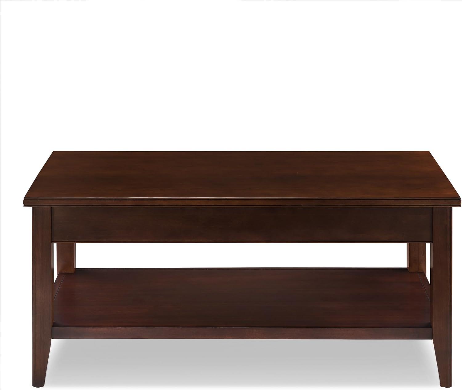 image:imageLeick Home 10504 Laurent Two Drawer Coffee Table with Shelf Chocolate CherryChocolate Cherry Pewter