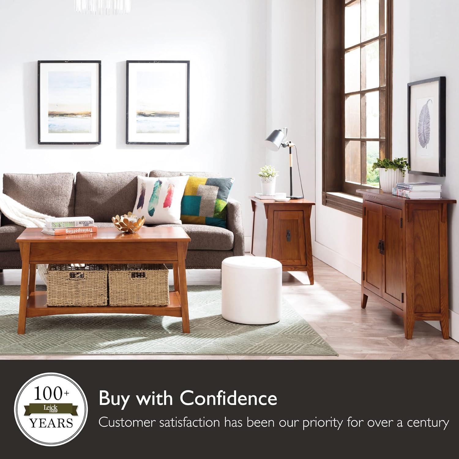 image:imageLeick Home 10504 Laurent Two Drawer Coffee Table with Shelf Chocolate CherryRusset