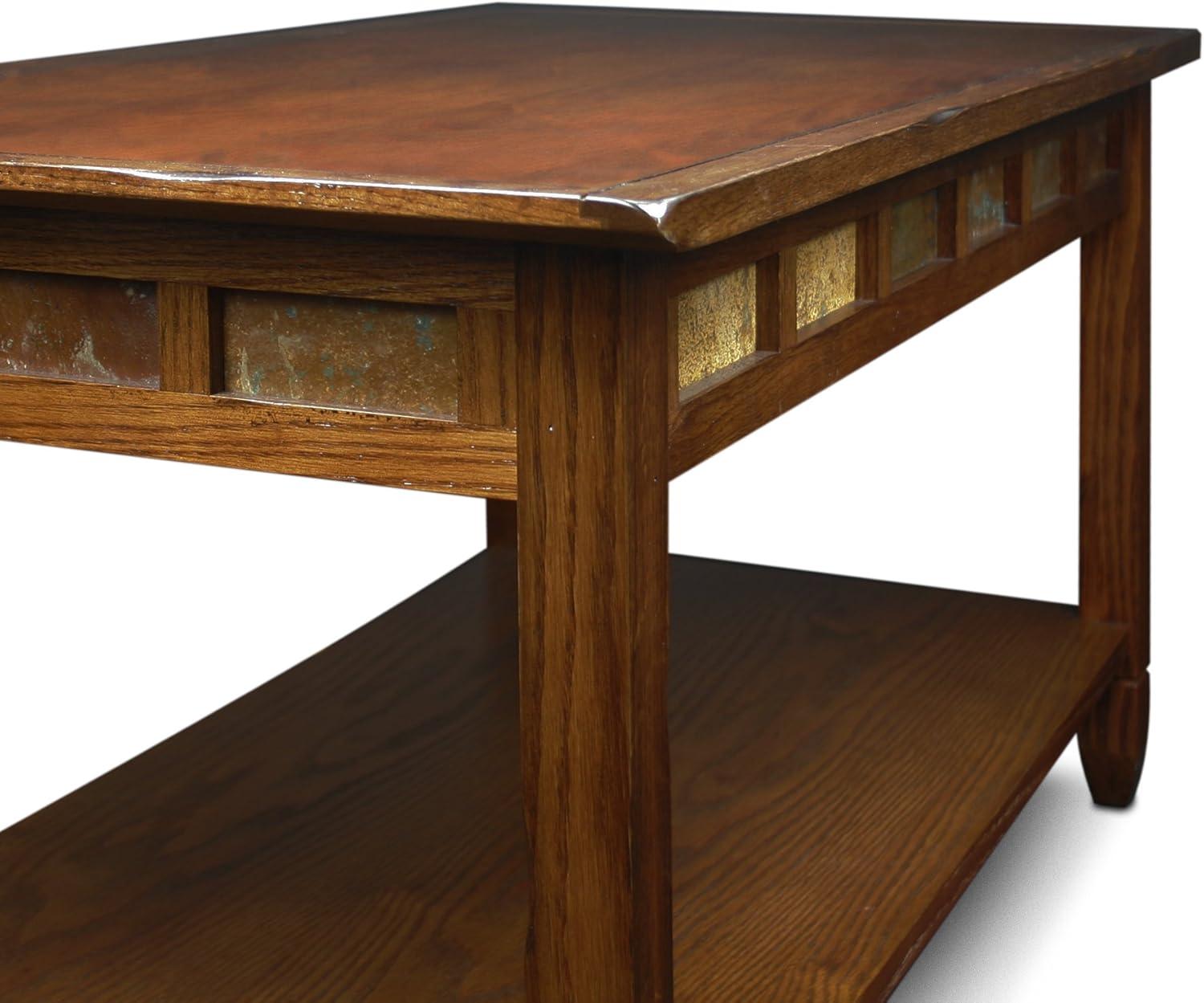 image:imageLeick Home 10504 Laurent Two Drawer Coffee Table with Shelf Chocolate CherryRustic Oak