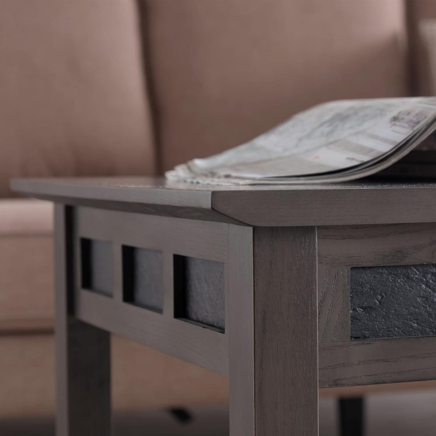 image:imageLeick Home 10504 Laurent Two Drawer Coffee Table with Shelf Chocolate CherrySmoke Gray Black Slate