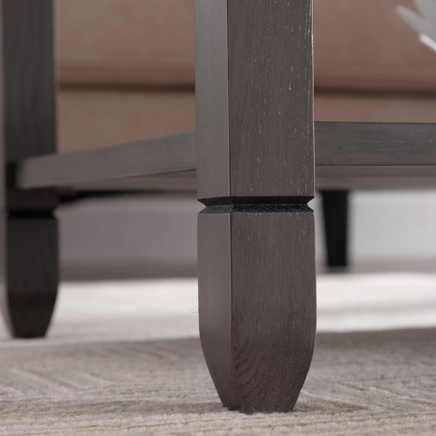 image:imageLeick Home 10504 Laurent Two Drawer Coffee Table with Shelf Chocolate CherrySmoke Gray Black Slate