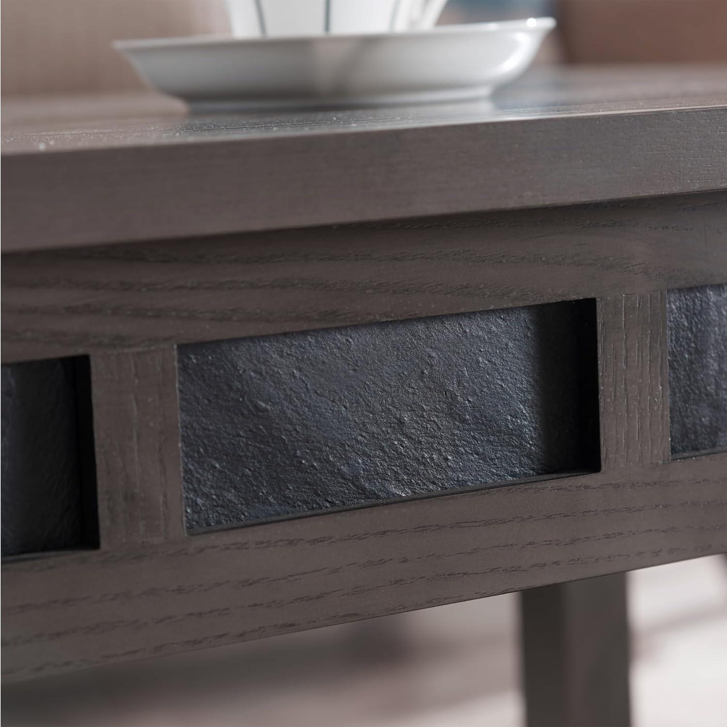 image:imageLeick Home 10504 Laurent Two Drawer Coffee Table with Shelf Chocolate CherrySmoke Gray Black Slate