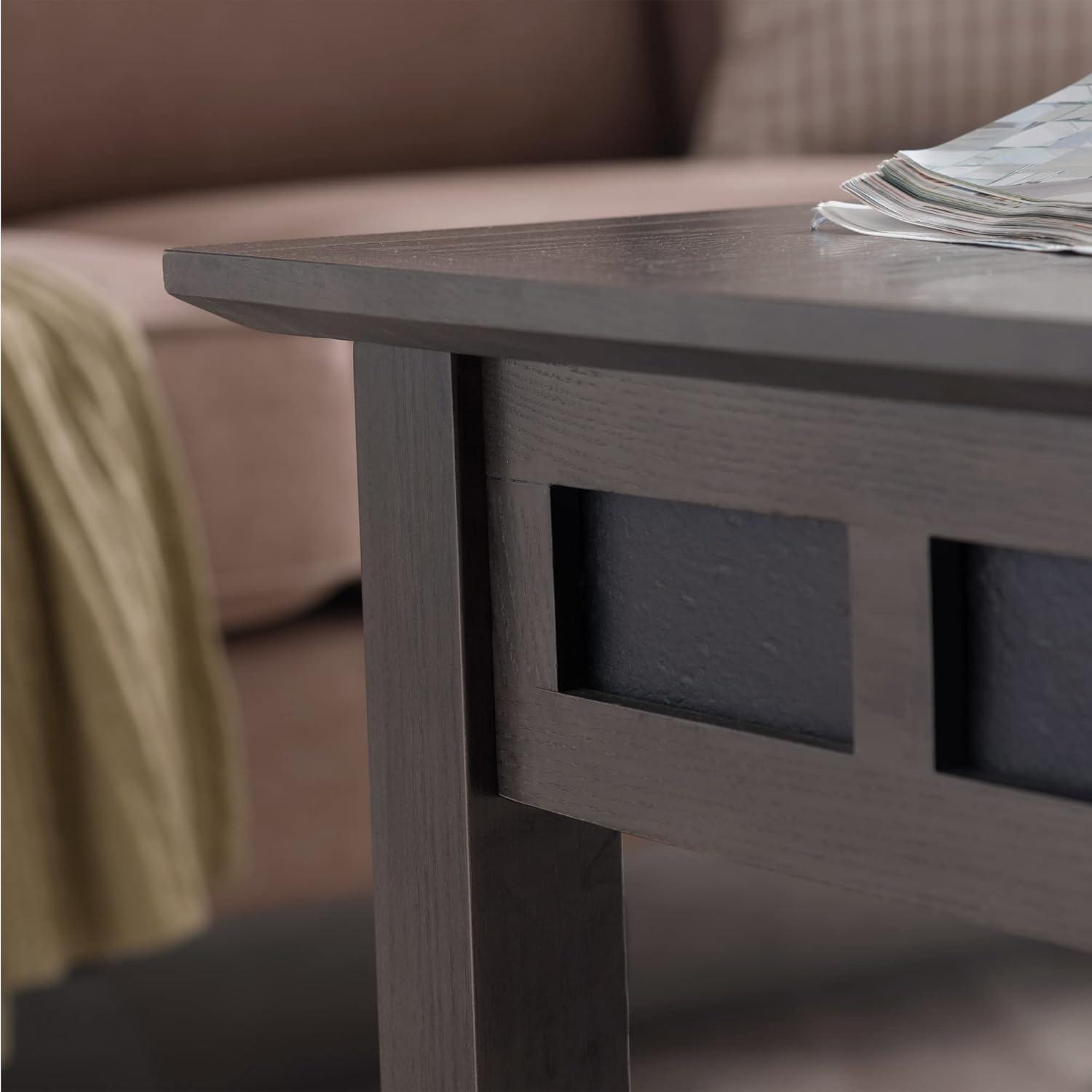image:imageLeick Home 10504 Laurent Two Drawer Coffee Table with Shelf Chocolate CherrySmoke Gray Black Slate