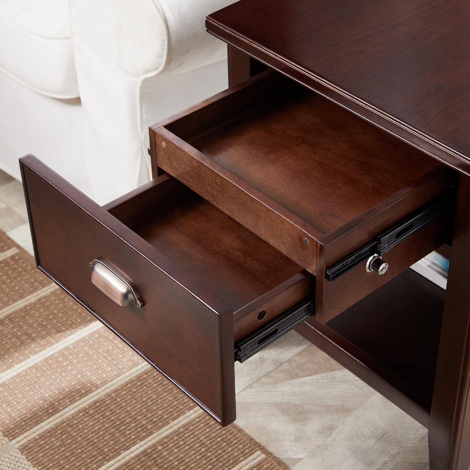 image:imageLeick Home 11407 Empiria One Drawer Side Table Walnut and Foundry BronzeChocolate Cherry