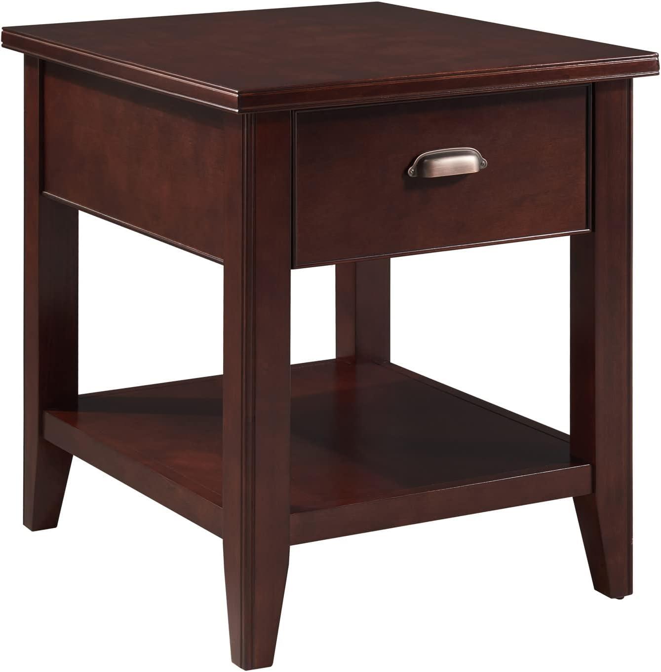 image:imageLeick Home 11407 Empiria One Drawer Side Table Walnut and Foundry BronzeChocolate Cherry