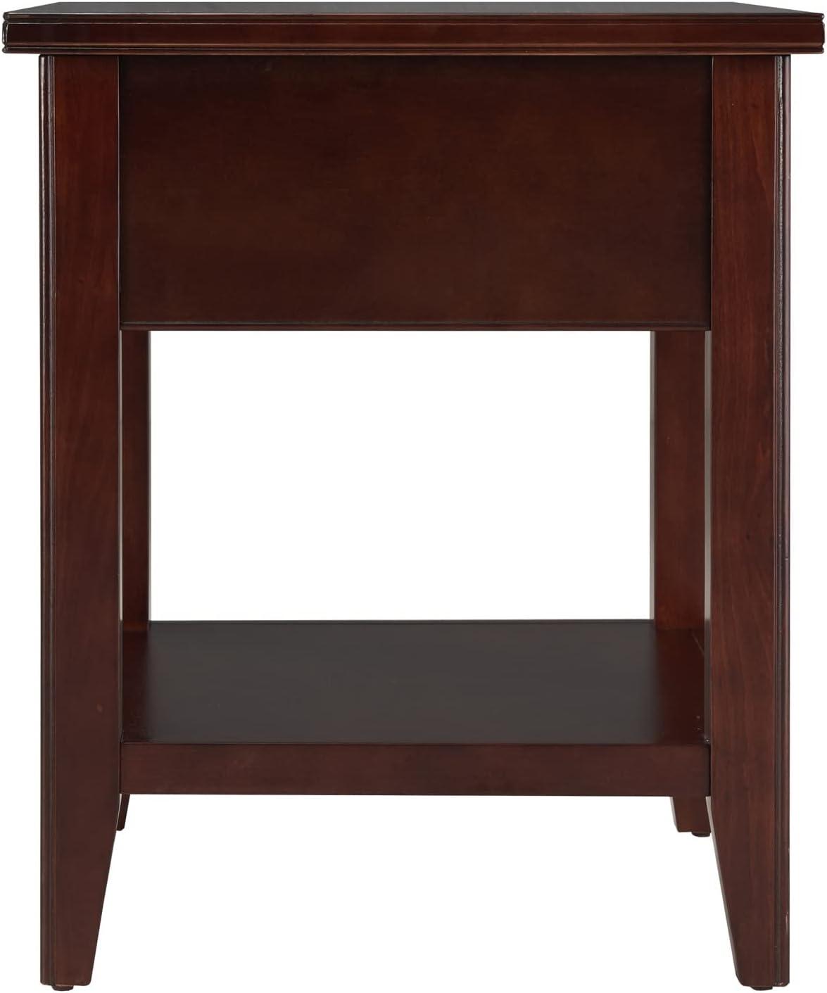image:imageLeick Home 11407 Empiria One Drawer Side Table Walnut and Foundry BronzeChocolate Cherry