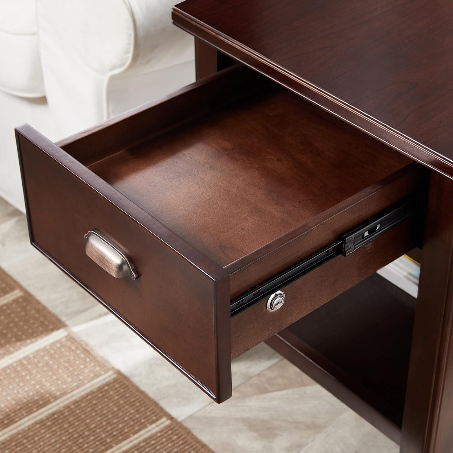 image:imageLeick Home 11407 Empiria One Drawer Side Table Walnut and Foundry BronzeChocolate Cherry