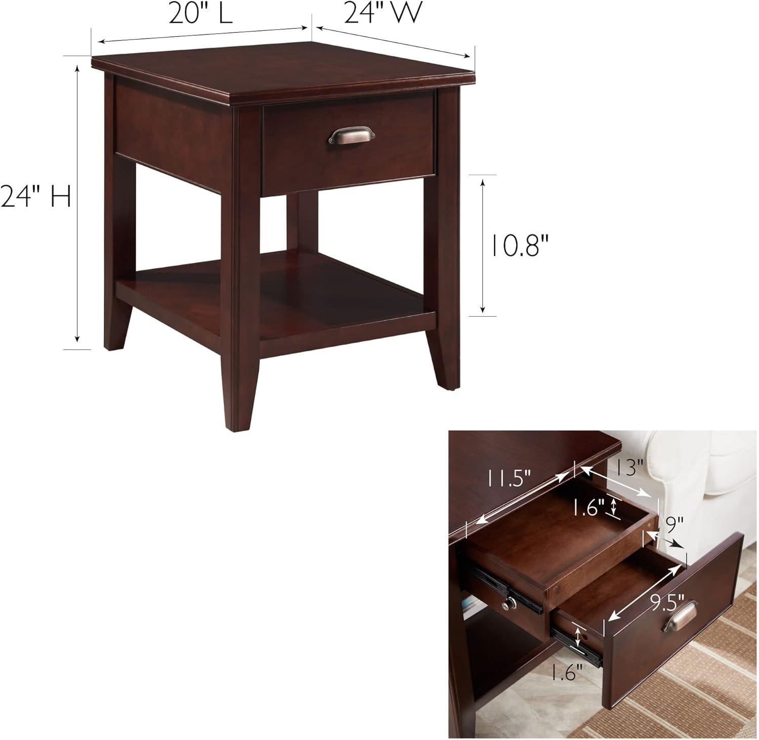image:imageLeick Home 11407 Empiria One Drawer Side Table Walnut and Foundry BronzeChocolate Cherry