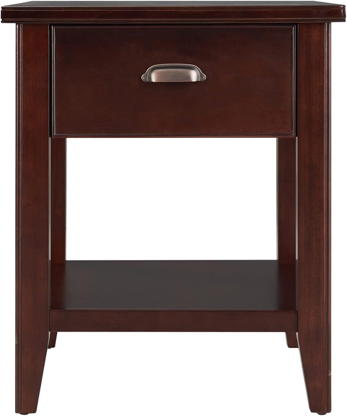 image:imageLeick Home 11407 Empiria One Drawer Side Table Walnut and Foundry BronzeChocolate Cherry
