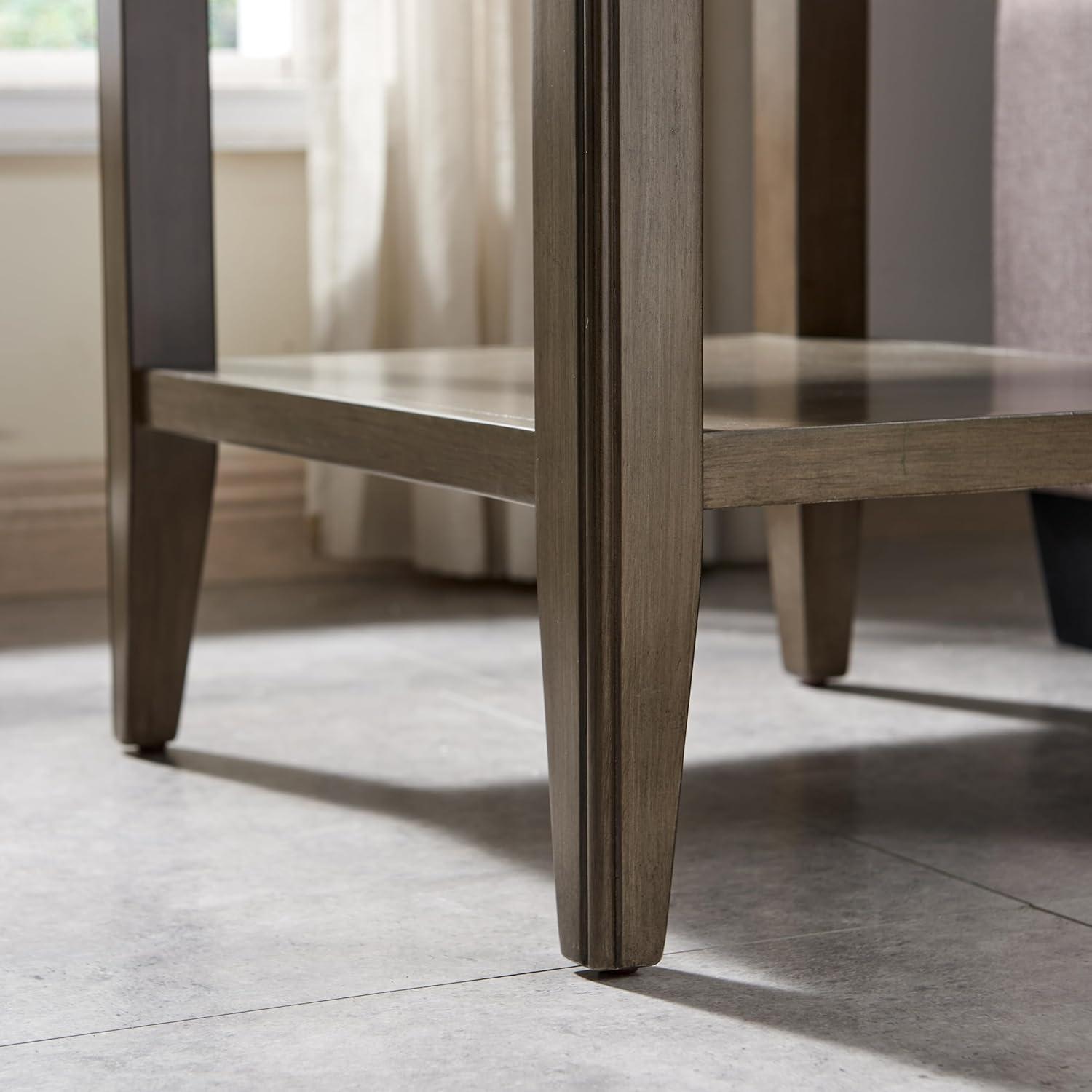 image:imageLeick Home 11407 Empiria One Drawer Side Table Walnut and Foundry BronzeGray Pewter