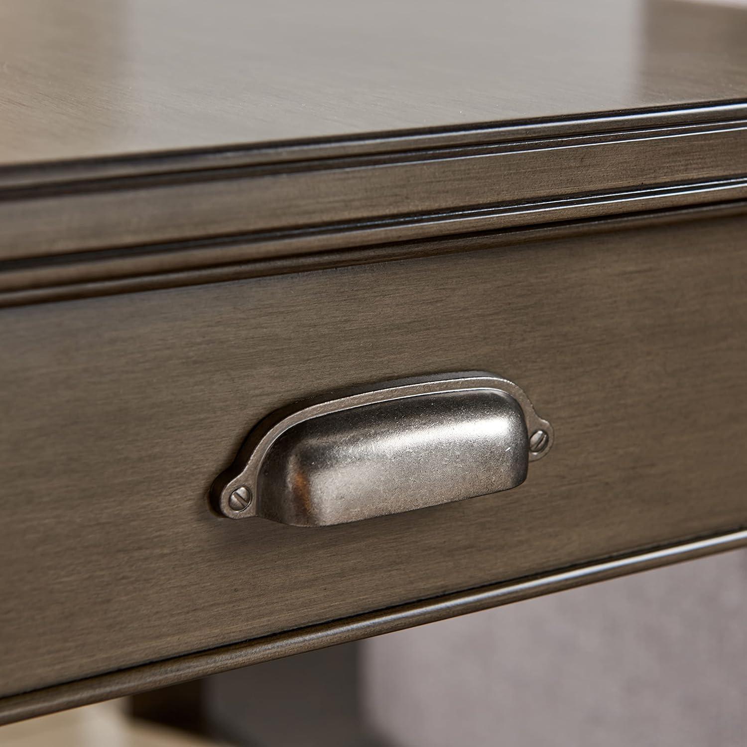 image:imageLeick Home 11407 Empiria One Drawer Side Table Walnut and Foundry BronzeGray Pewter