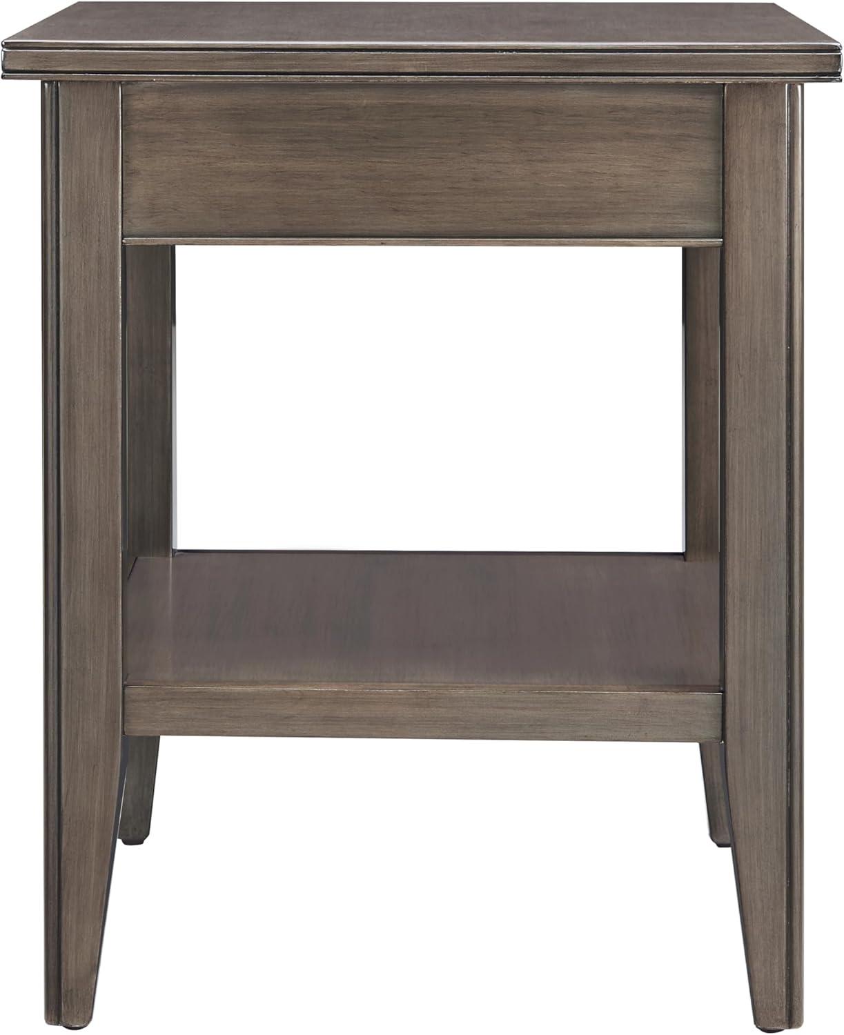 image:imageLeick Home 11407 Empiria One Drawer Side Table Walnut and Foundry BronzeGray Pewter