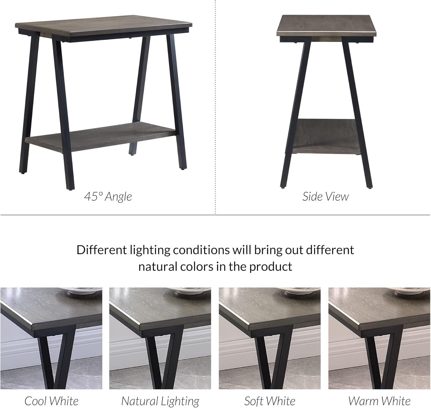 image:imageLeick Home 11407 Empiria One Drawer Side Table Walnut and Foundry BronzeGrey