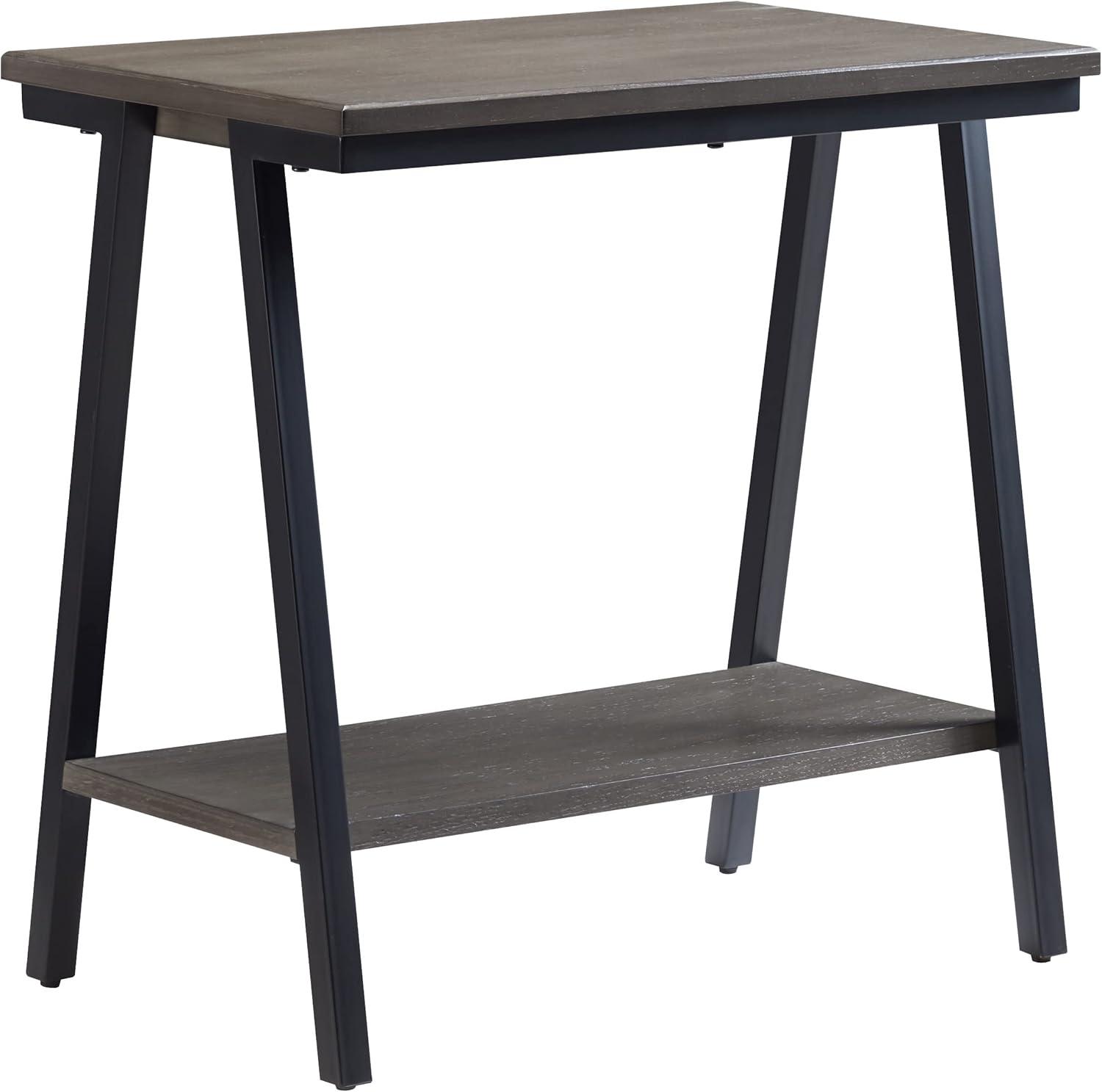image:imageLeick Home 11407 Empiria One Drawer Side Table Walnut and Foundry BronzeGrey