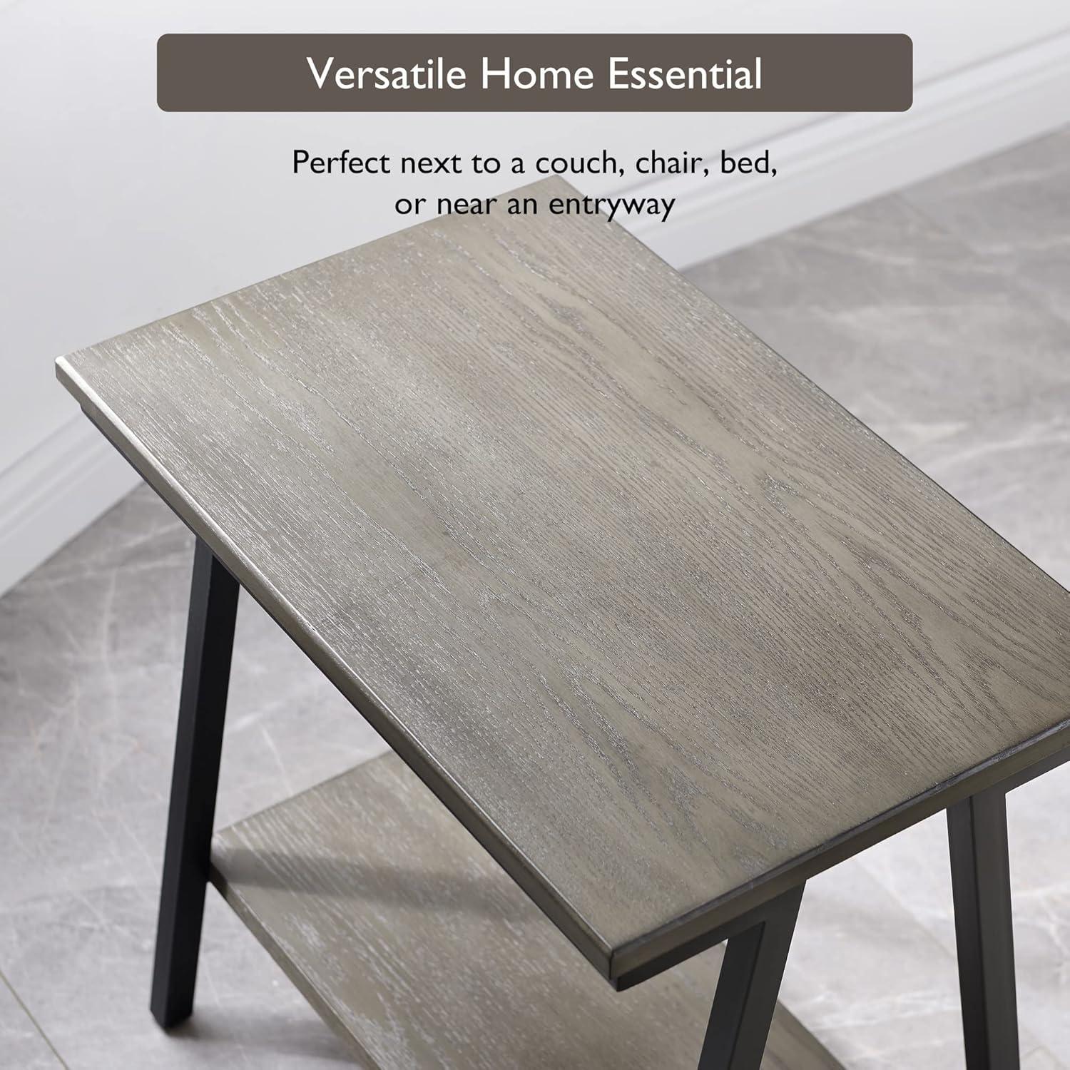 image:imageLeick Home 11407 Empiria One Drawer Side Table Walnut and Foundry BronzeGrey
