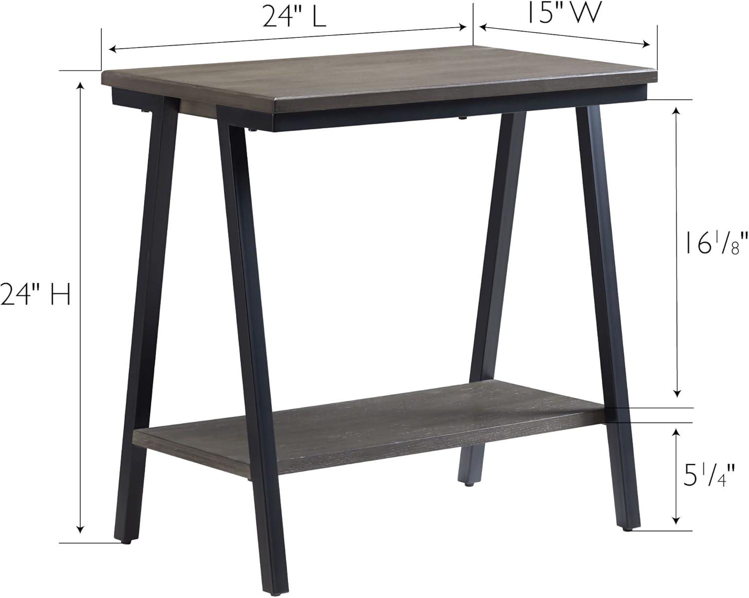 image:imageLeick Home 11407 Empiria One Drawer Side Table Walnut and Foundry BronzeGrey