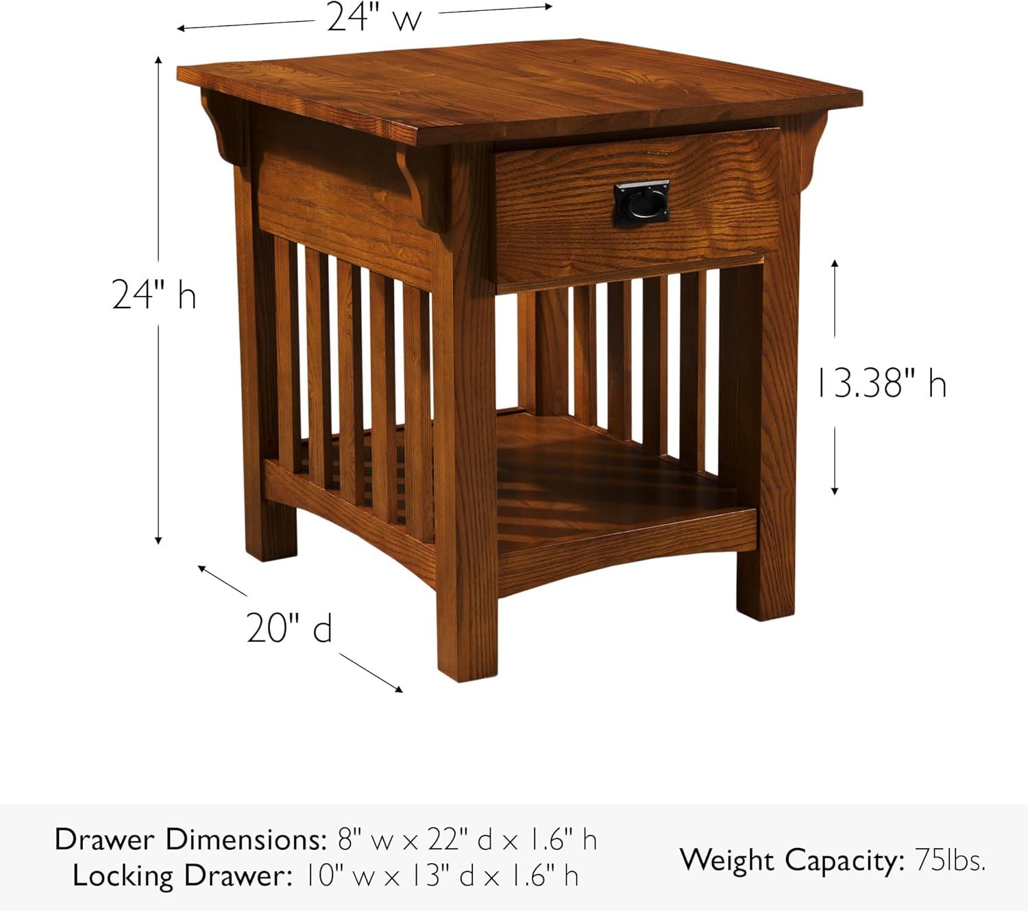 image:imageLeick Home 11407 Empiria One Drawer Side Table Walnut and Foundry BronzeMedium Oak