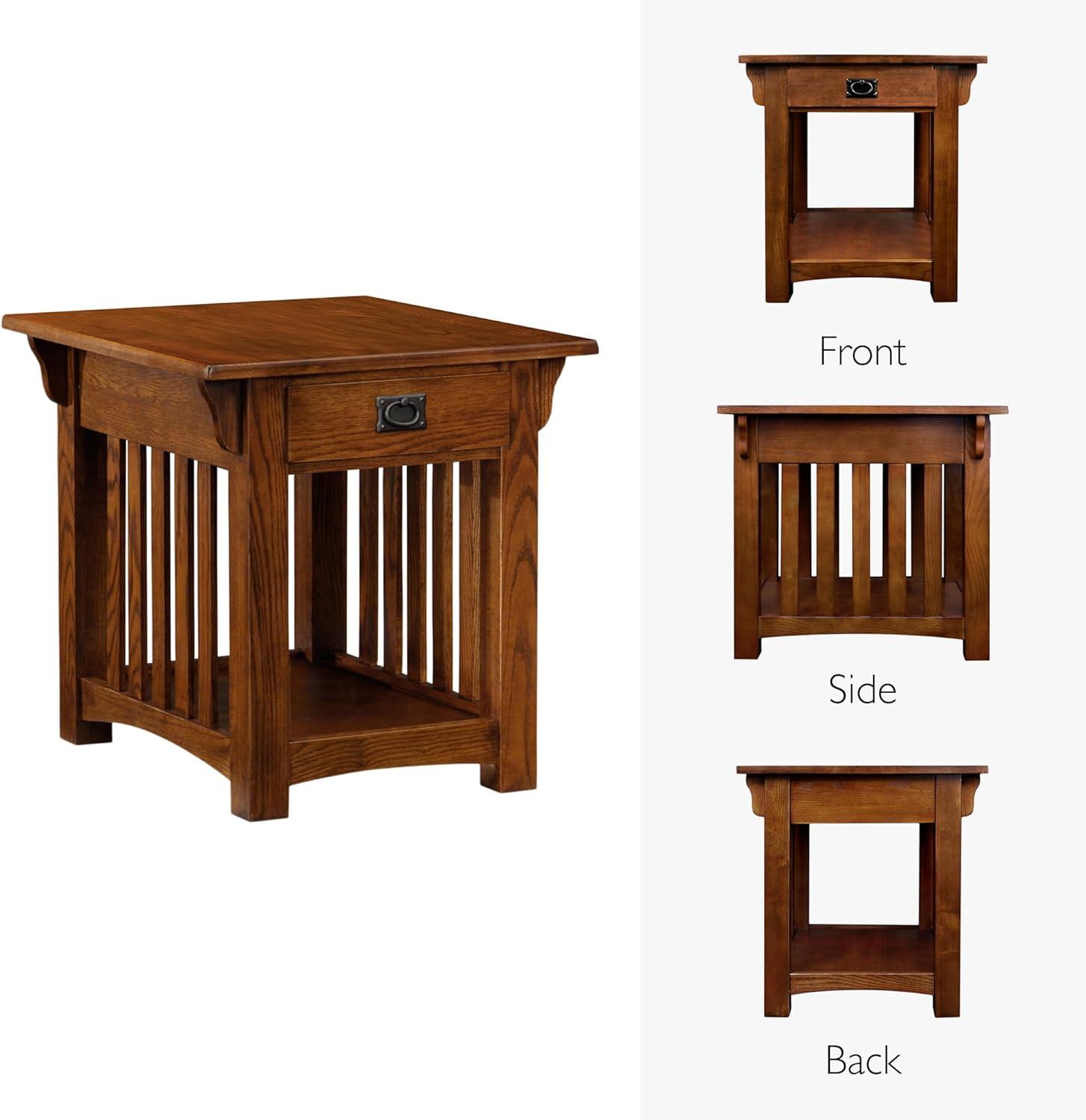 image:imageLeick Home 11407 Empiria One Drawer Side Table Walnut and Foundry BronzeMedium Oak
