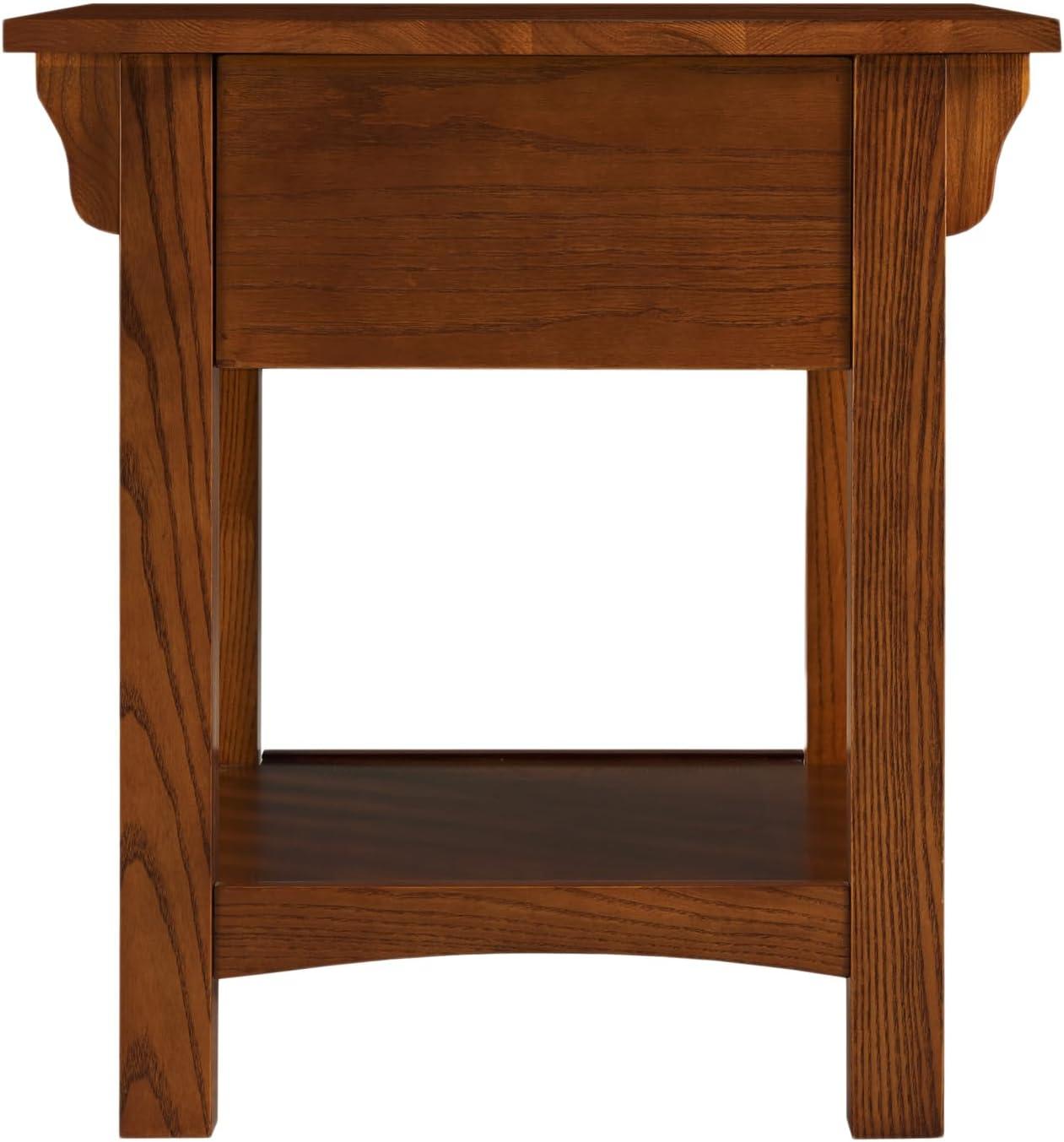 image:imageLeick Home 11407 Empiria One Drawer Side Table Walnut and Foundry BronzeMedium Oak