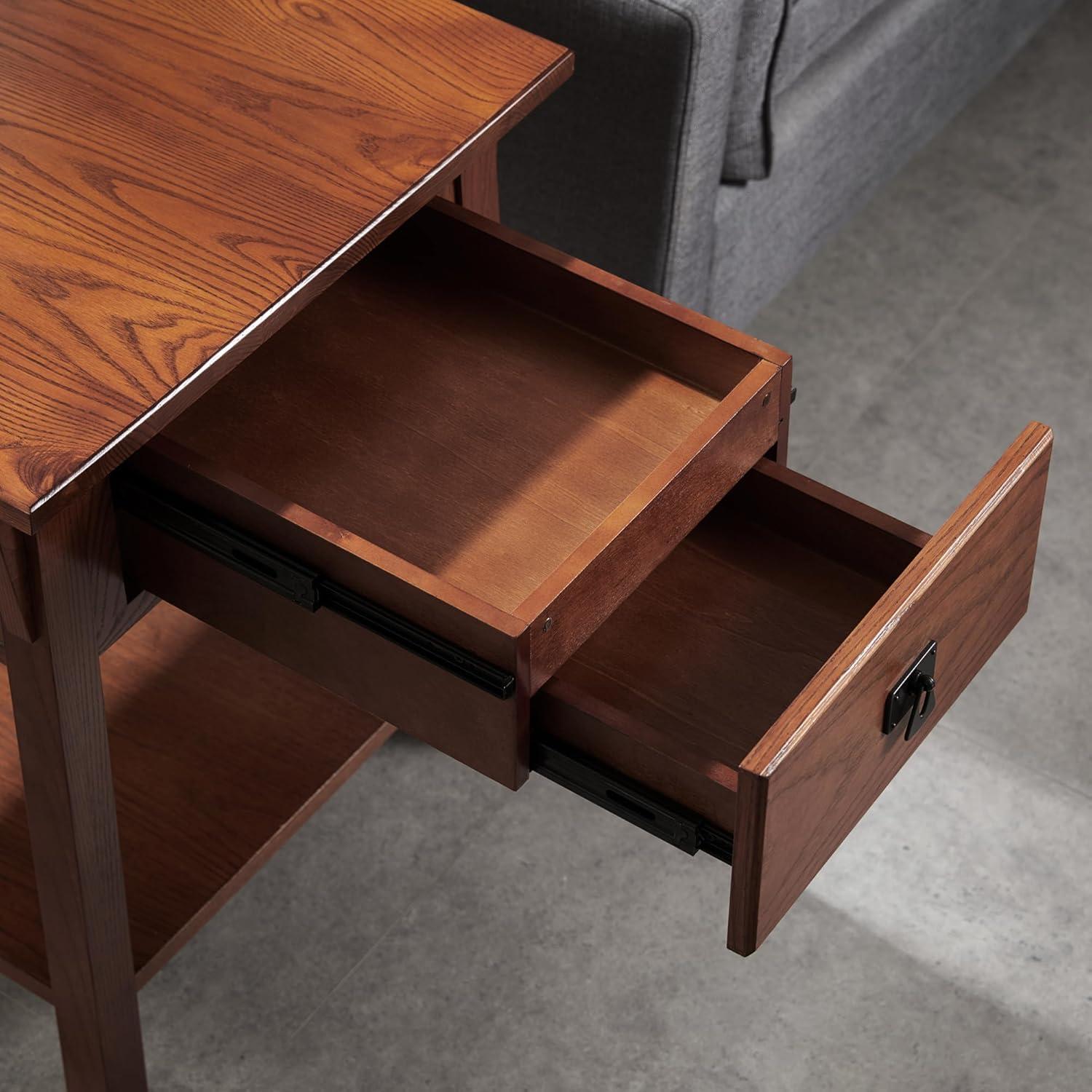 image:imageLeick Home 11407 Empiria One Drawer Side Table Walnut and Foundry BronzeRusset