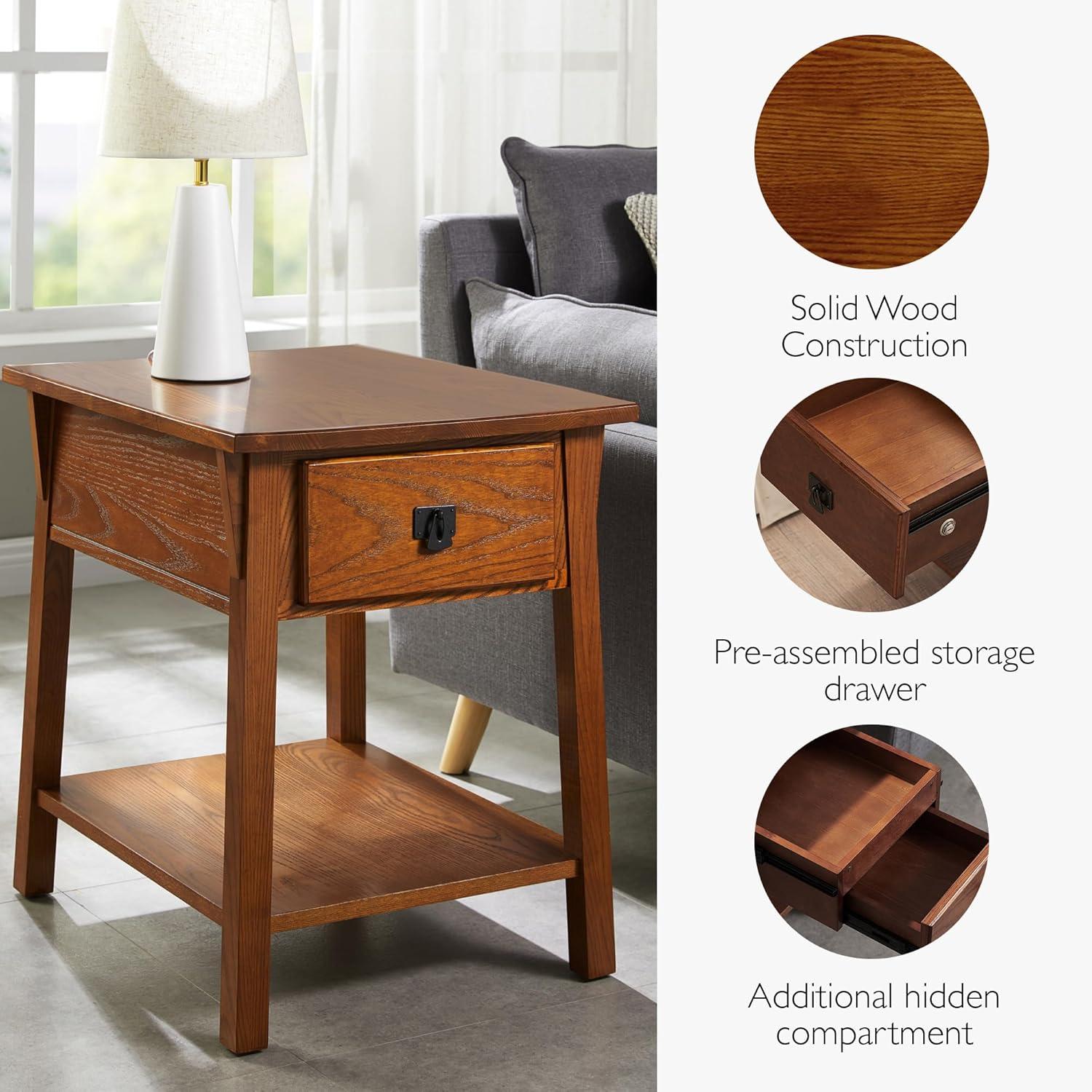 image:imageLeick Home 11407 Empiria One Drawer Side Table Walnut and Foundry BronzeRusset