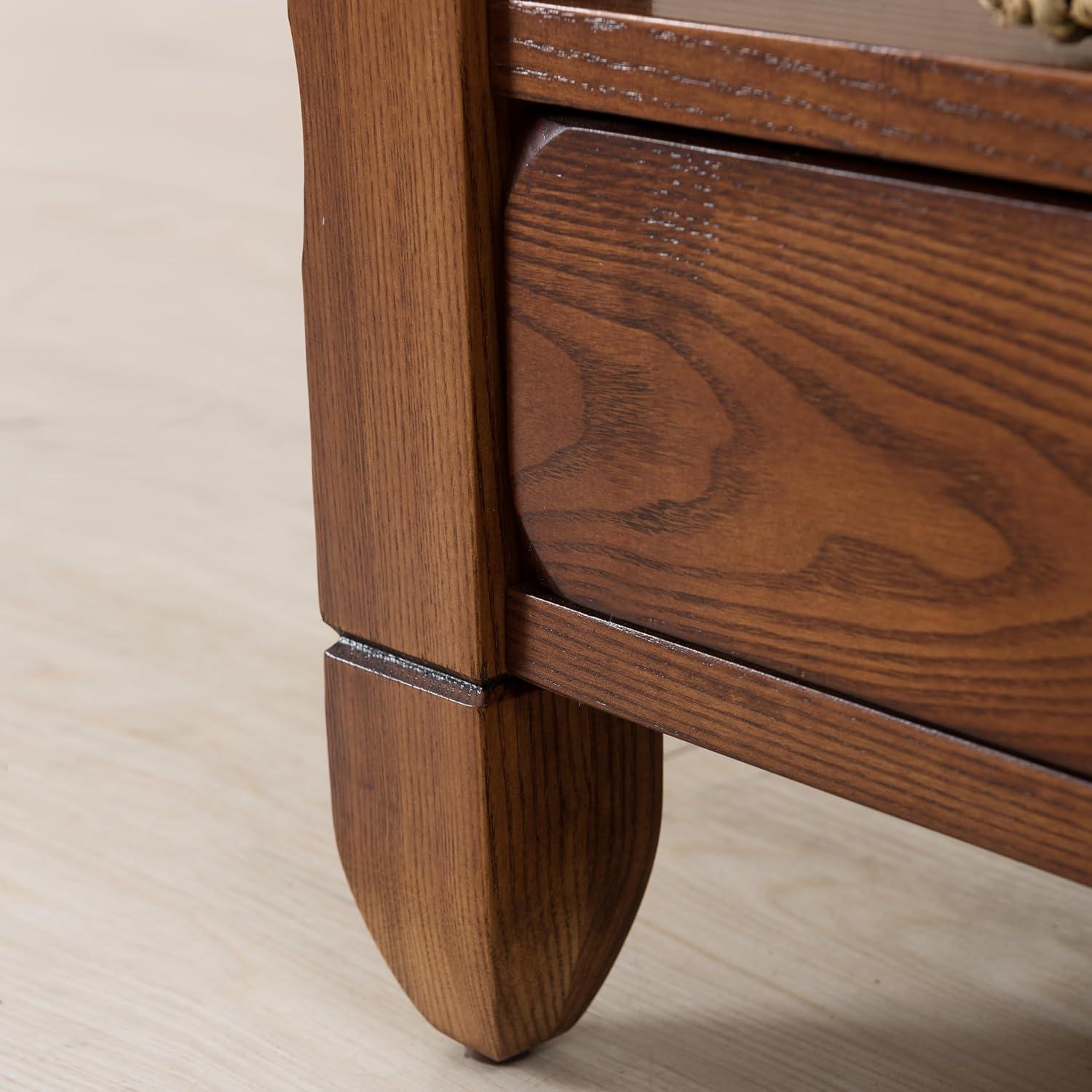 image:imageLeick Home 11407 Empiria One Drawer Side Table Walnut and Foundry BronzeRustic Oak