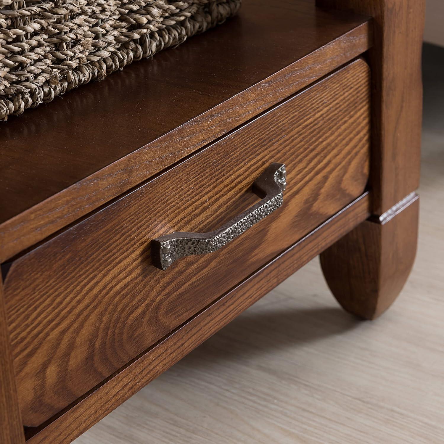 image:imageLeick Home 11407 Empiria One Drawer Side Table Walnut and Foundry BronzeRustic Oak