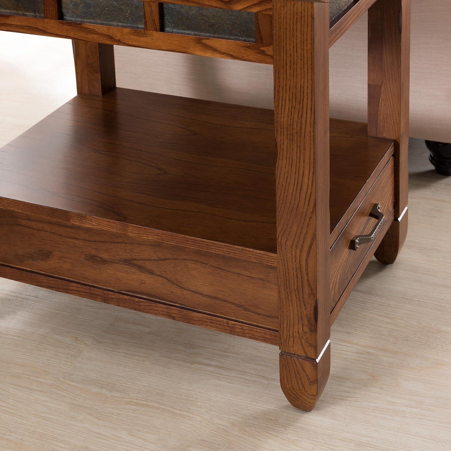 image:imageLeick Home 11407 Empiria One Drawer Side Table Walnut and Foundry BronzeRustic Oak